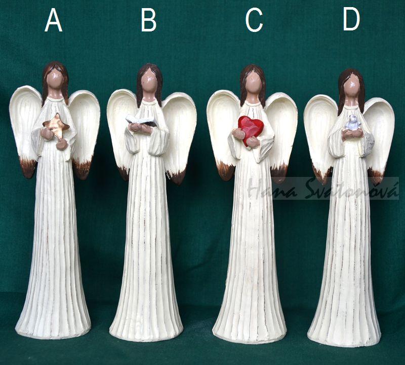 Anděl v bílém s hvězdou- výška 16cm