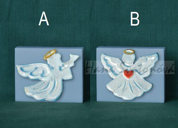 Andělíček se srdíčkem - obdélník mini 6x4,8cm