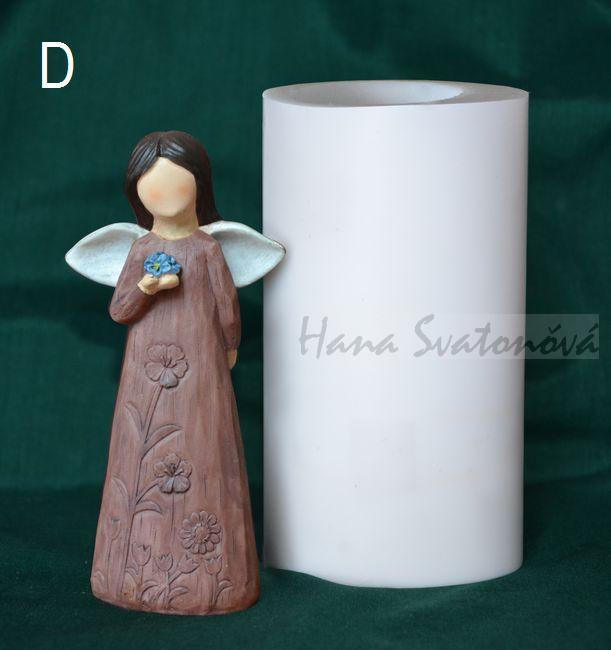 Anděl s bílými křídly a poměnkami - výška 12cm